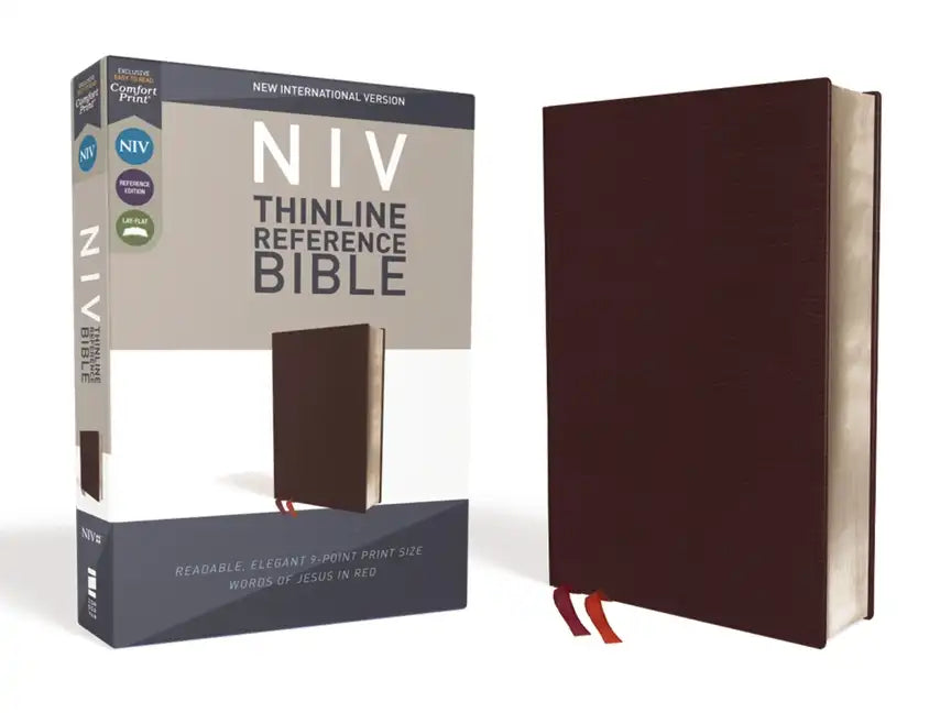 NIV, Thinline Reference Bible, Bonded Leather, Burgundy, Red Letter Edition, Comfort Print - Bonded Leather