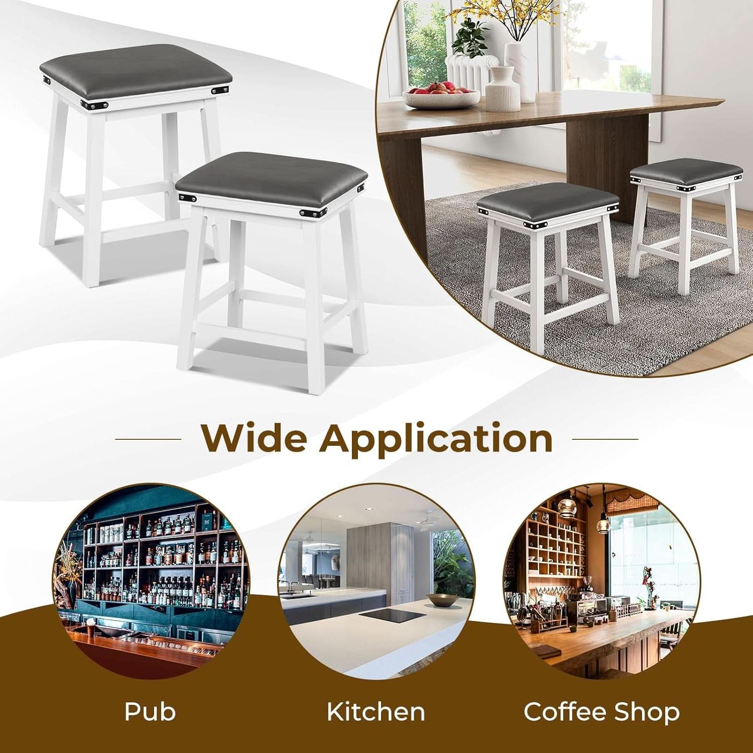 24 Inch Counter Height Bar Stools Set of Two