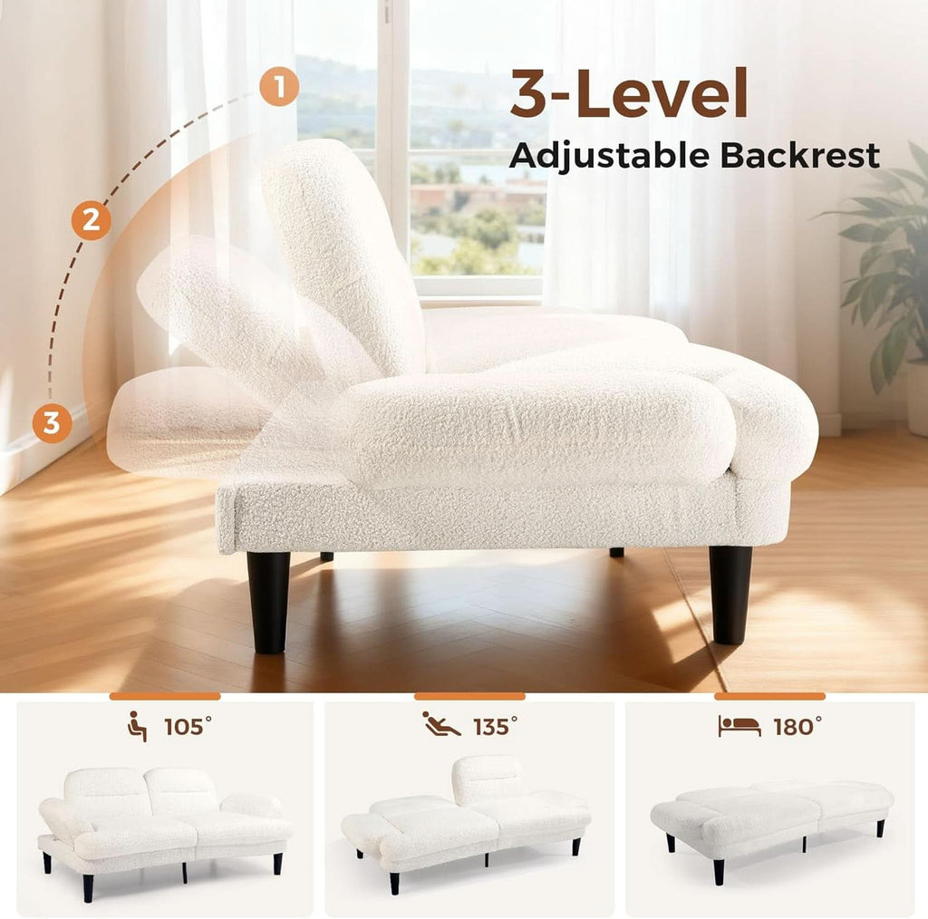 Beige Seventy Nine Inches Futon Sofa Bed Convertible