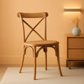 2 Pack Medium Natural Elmwood X Back Dining Chairs Stackable for Banquet Halls and Events