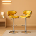 Masaccio Velvet Adjustable Swivel Bar Stool Set Of 2 Yellow