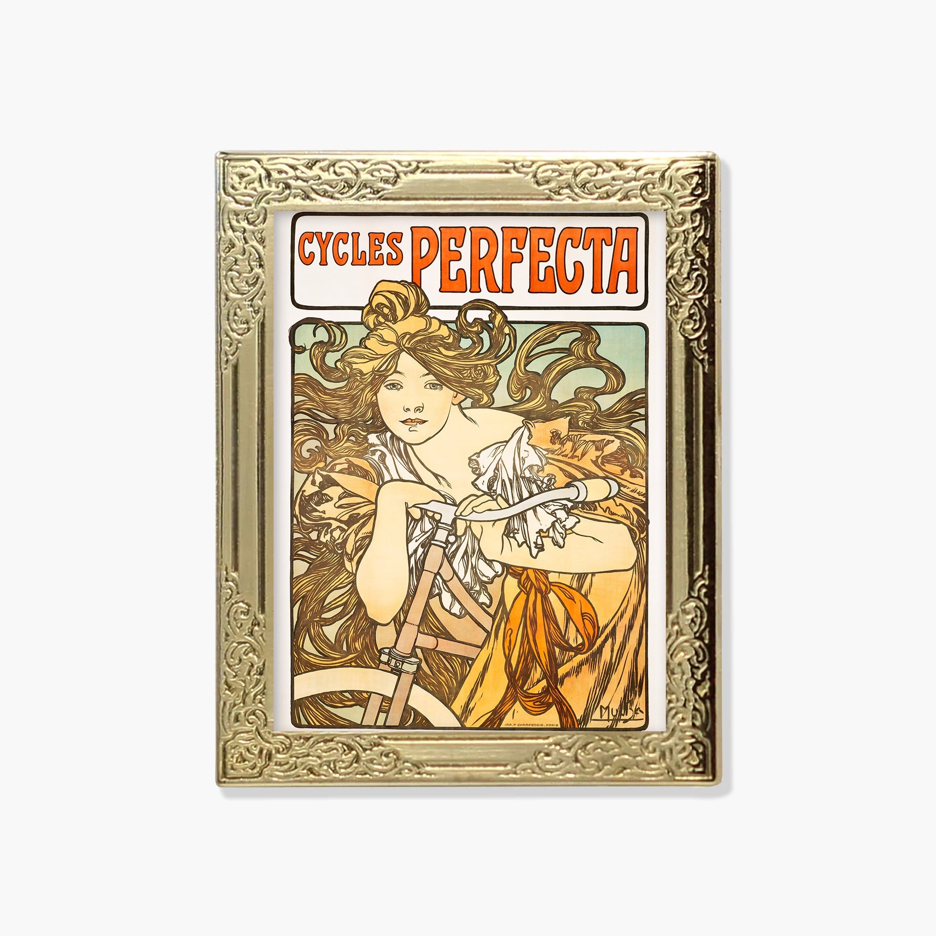 Cycles Perfecta By Alphonse Mucha Art Frame Pin - Museum Souvenir Fine Art Lapel Pin