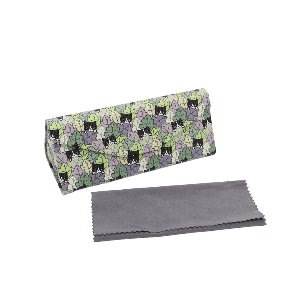 Cat Hide and Seek Print Glasses Case - Vegan Leather Magic Folding Hard Case