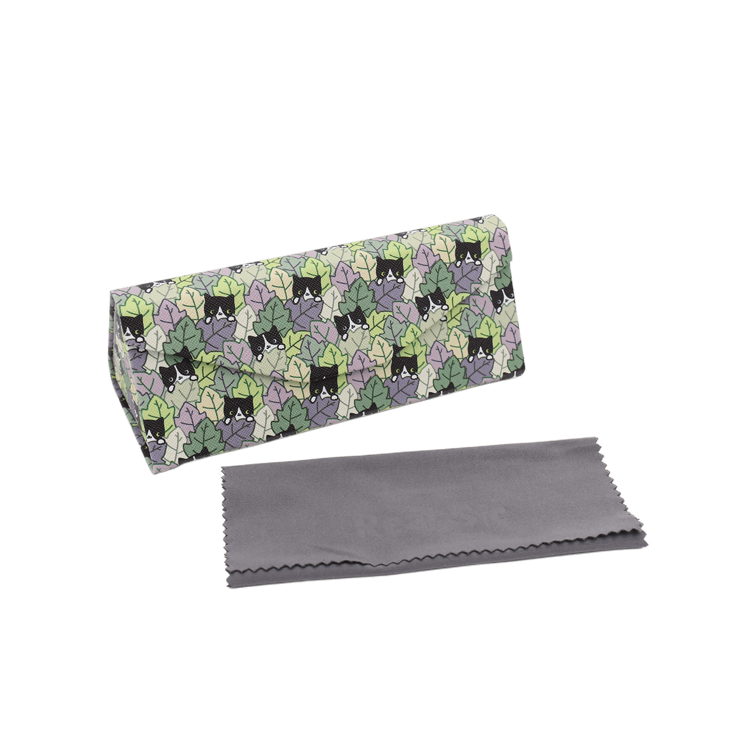 Cat Hide and Seek Print Glasses Case - Vegan Leather Magic Folding Hard Case