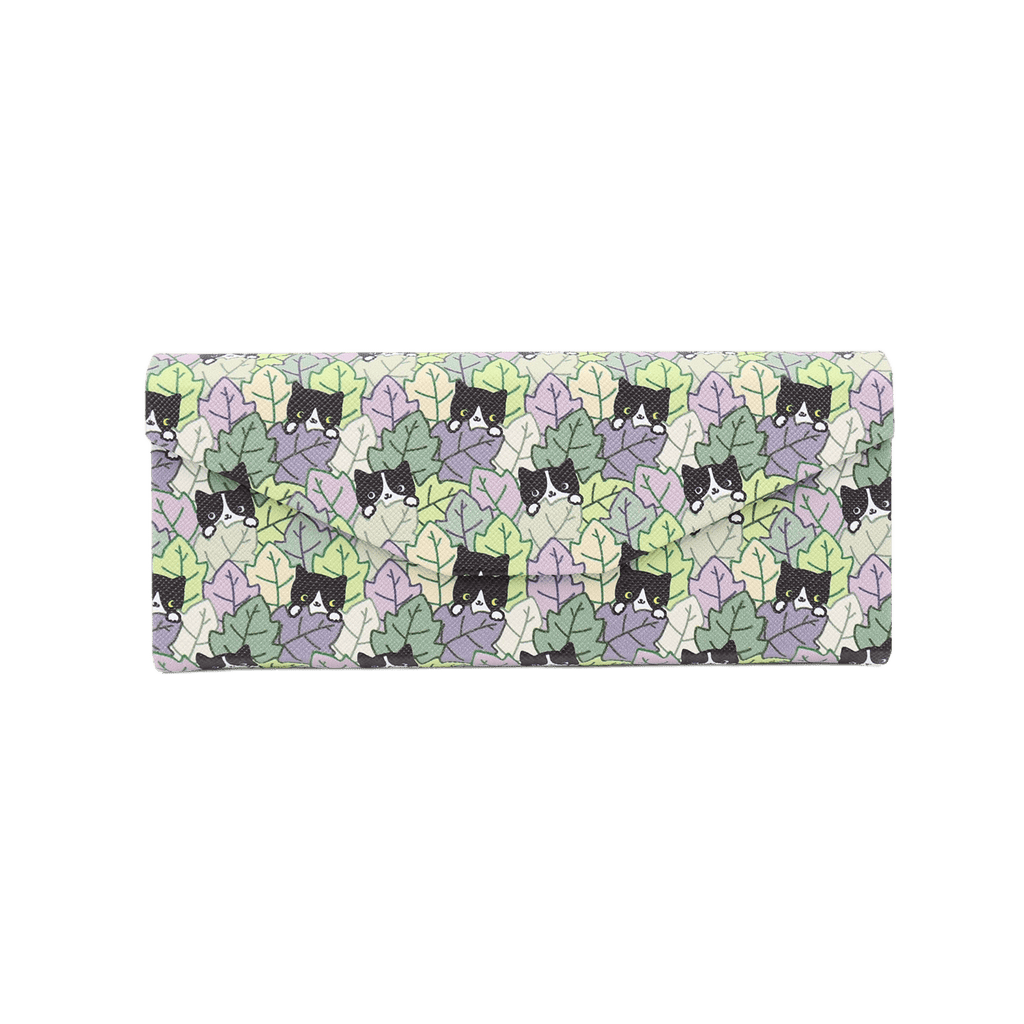 Cat Hide and Seek Print Glasses Case - Vegan Leather Magic Folding Hard Case