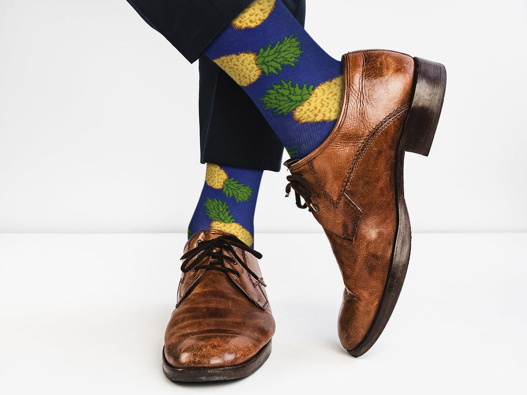 Pineapples (Royal Blue) Socks - Comfy Cotton for Men & Women