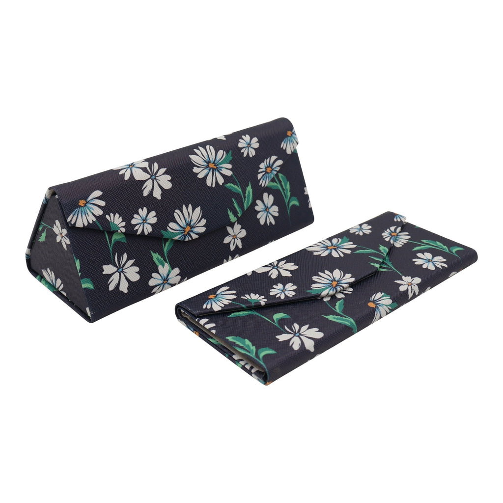Chamomile Glasses Case - Vegan Leather Flower Eyewear Folding Hard Shell Case