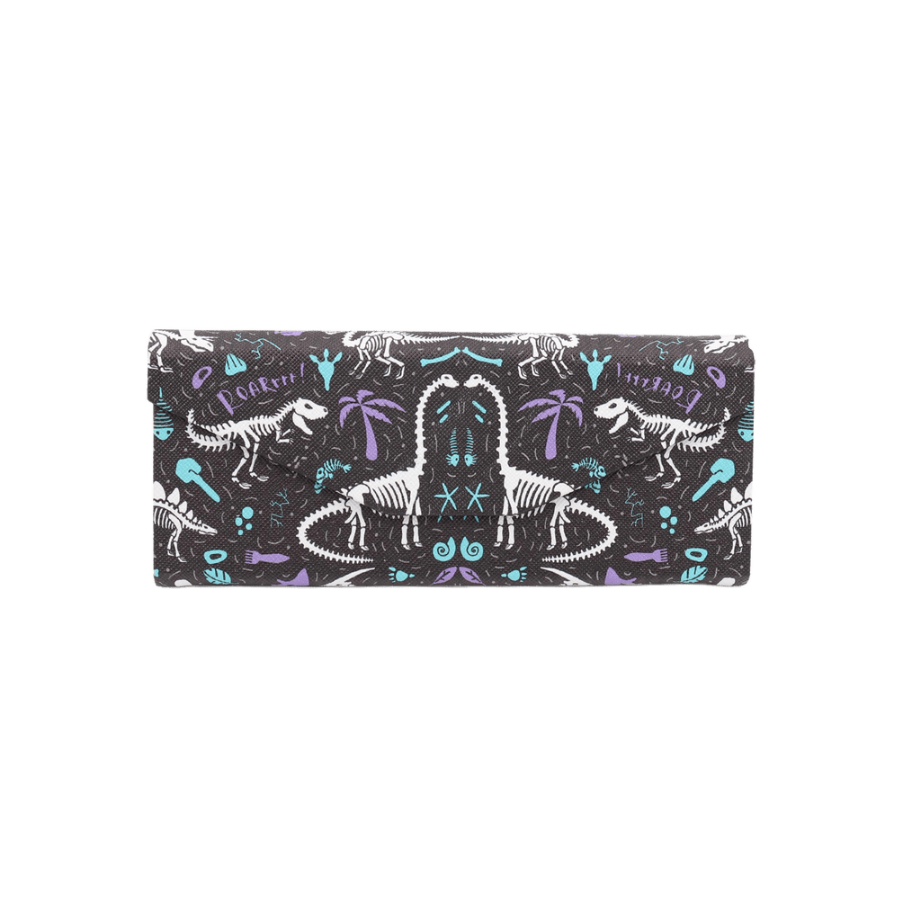 Dinosaur Fossils Print Glasses Case - Vegan Leather Magic Folding Hard Case