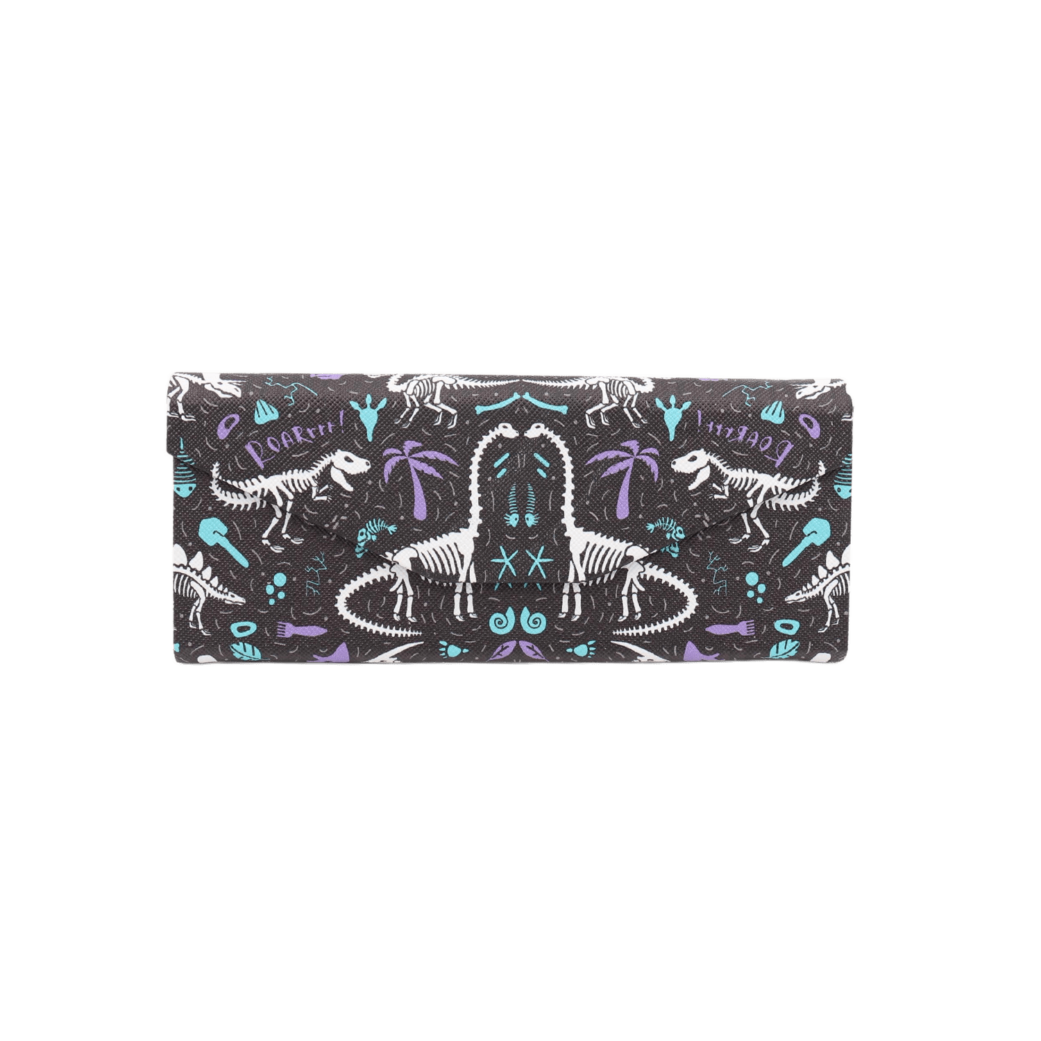 Dinosaur Fossils Print Glasses Case - Vegan Leather Magic Folding Hard Case