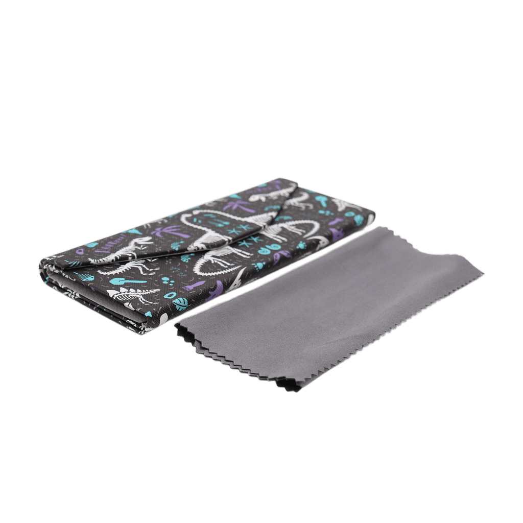 Dinosaur Fossils Print Glasses Case - Vegan Leather Magic Folding Hard Case