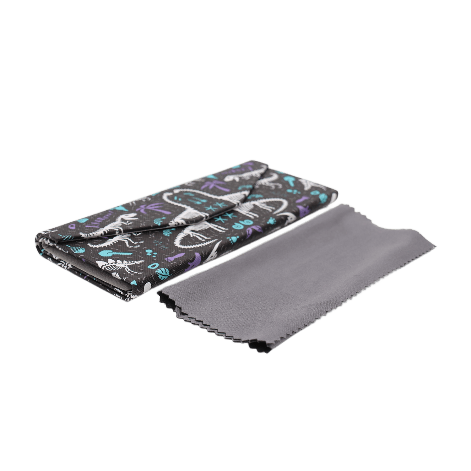 Dinosaur Fossils Print Glasses Case - Vegan Leather Magic Folding Hard Case