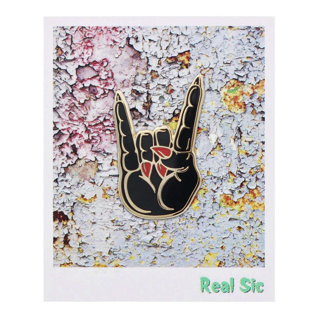 Hail Satan Horns Pin - Rock / Heavy Metal Hand Symbol Enamel Pin
