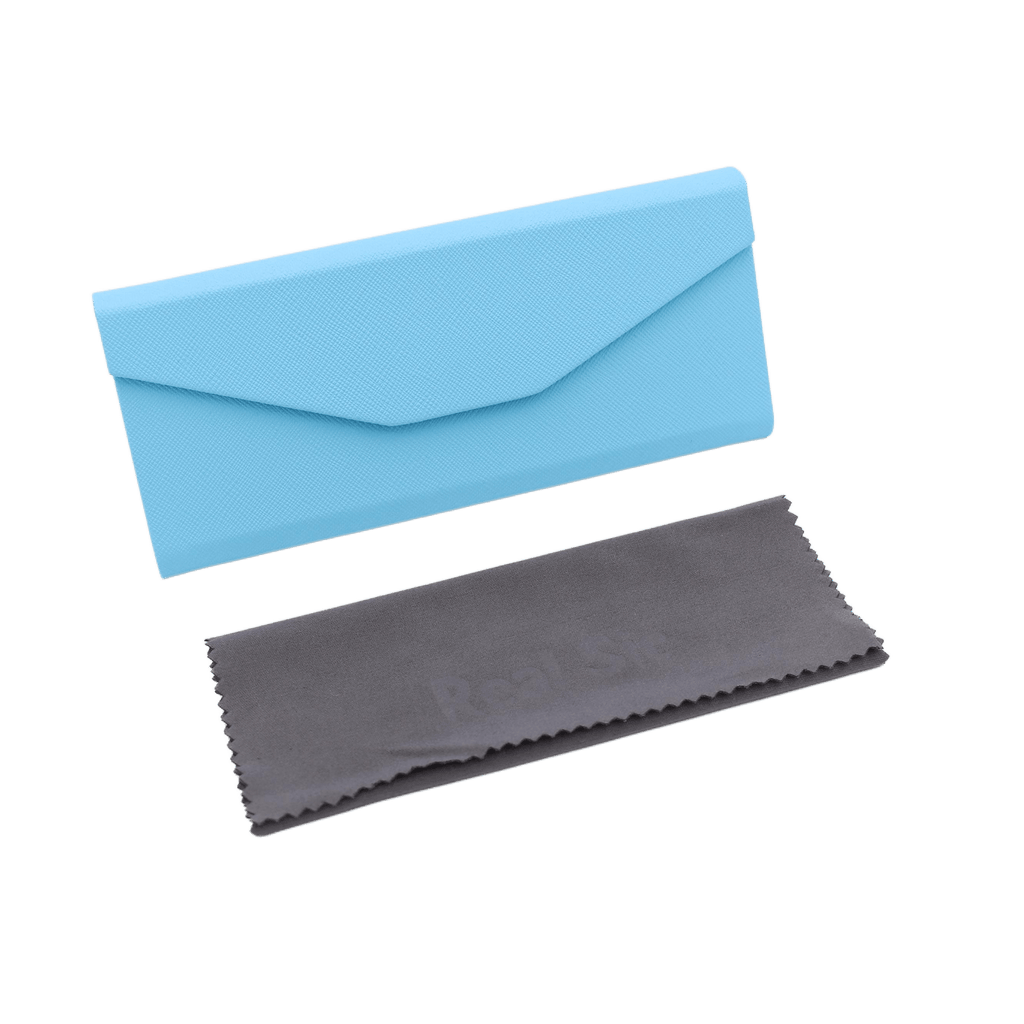 Powder Blue Solid Color Glasses Case - Vegan Leather Magic Folding Hardcase