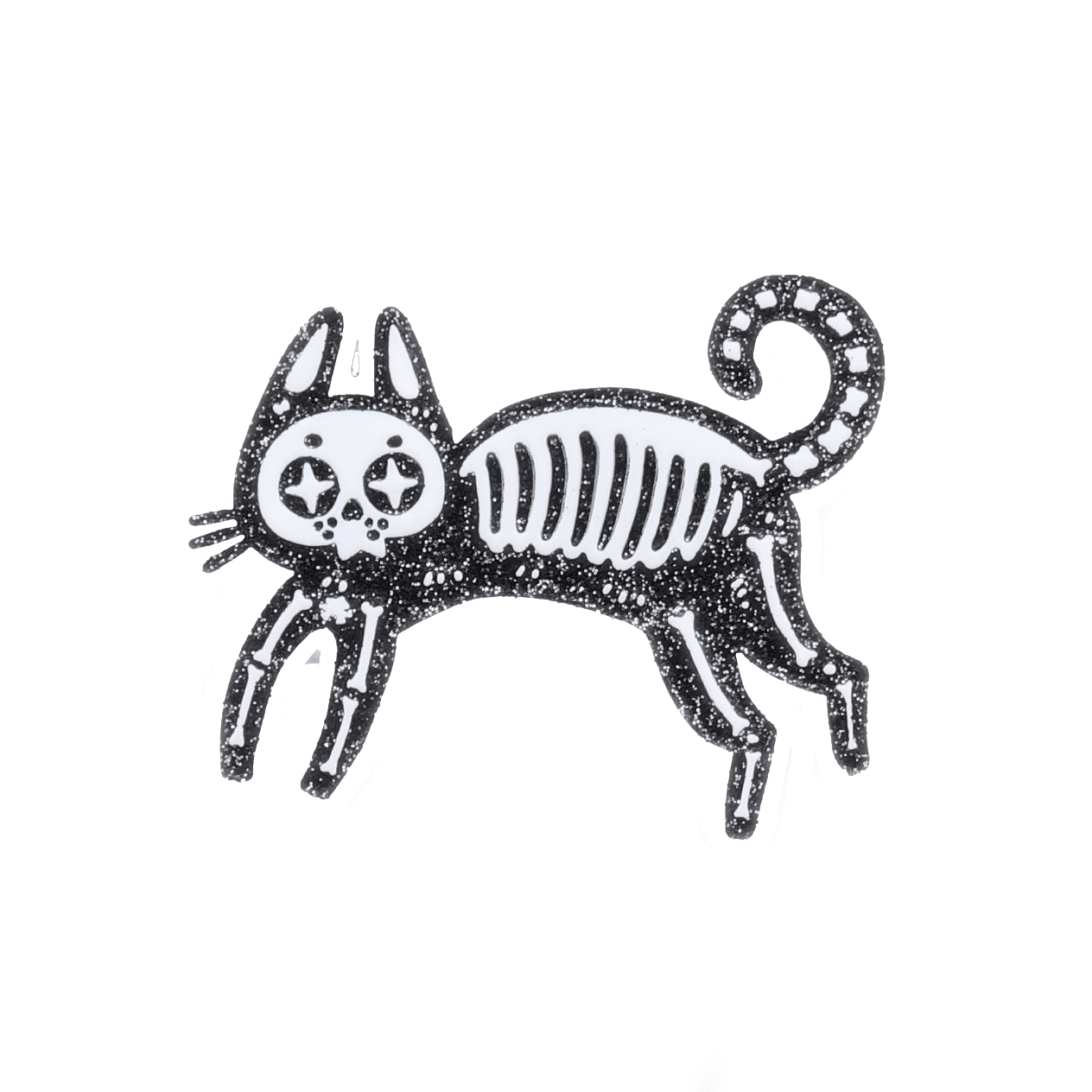 Skeleton Cat Enamel Pin - Black Cat Pin