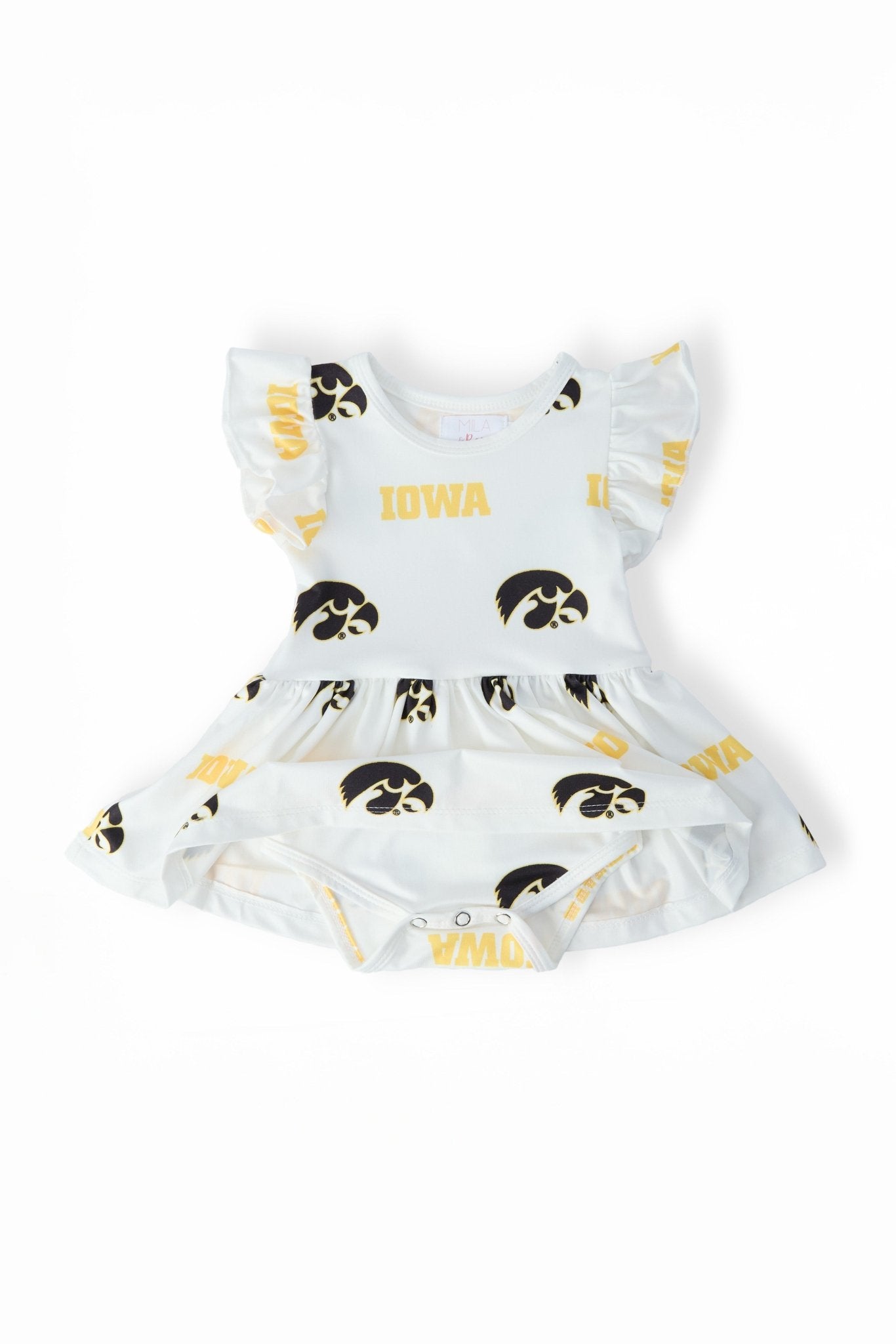 Iowa White Tigerhawk Flutter Twirl Bodysuit