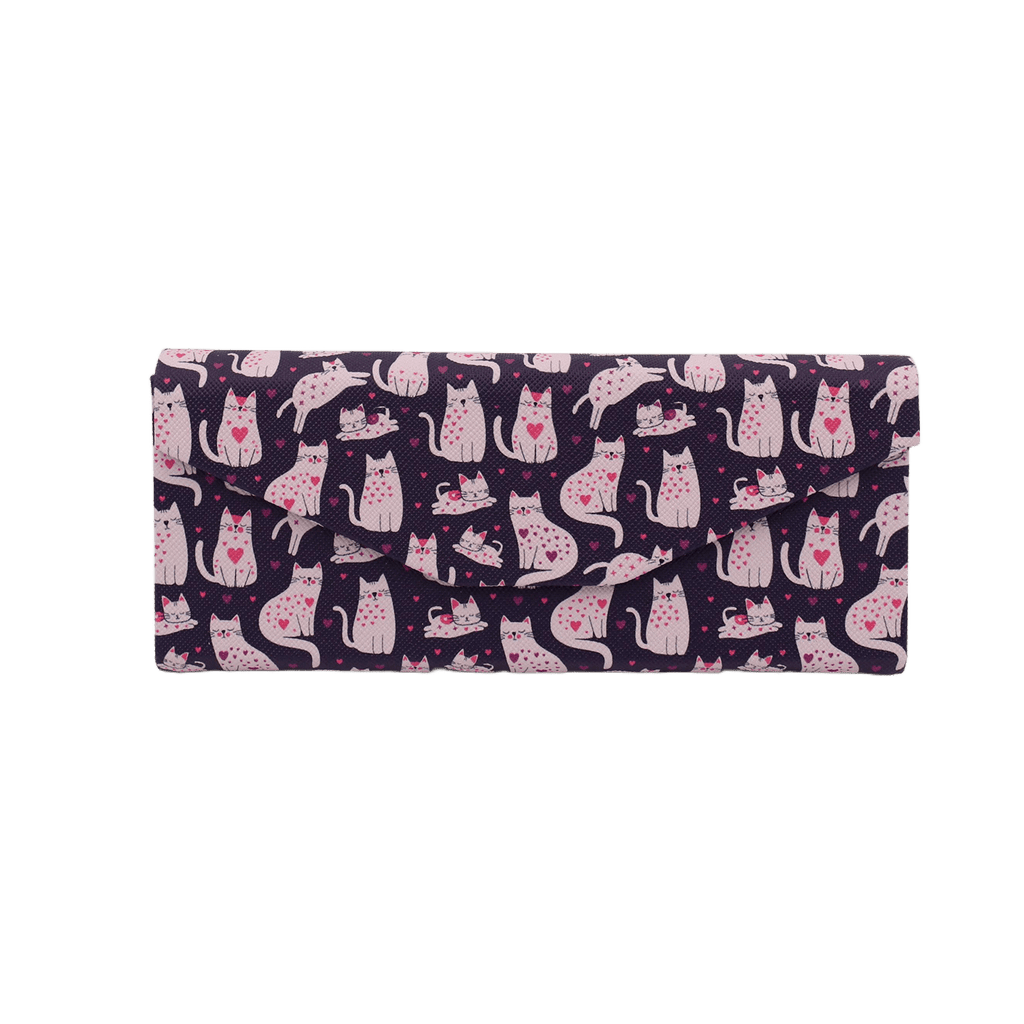 Lovely Cat Print Glasses Case - Vegan Leather Magic Folding Hard Case