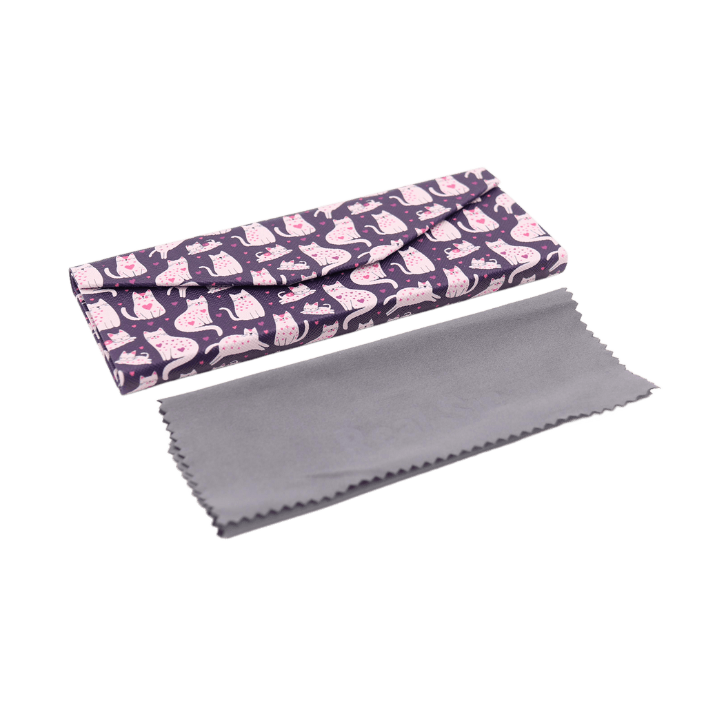 Lovely Cat Print Glasses Case - Vegan Leather Magic Folding Hard Case