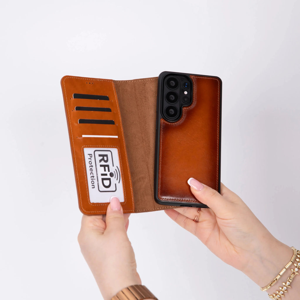 Magic Samsung Galaxy S26 Ultra Detachable Leather Wallet Case – Genuine Leather Phone Case for Everyday Carry | Minimal & Handcrafted