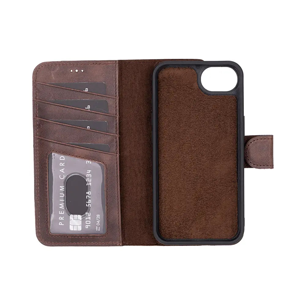 iPhone 16E Leather Wallet Case Detachable RFID – Magic Series