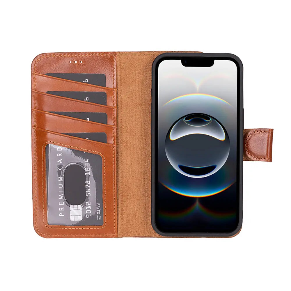 iPhone 16E Leather Wallet Case Detachable RFID – Magic Series