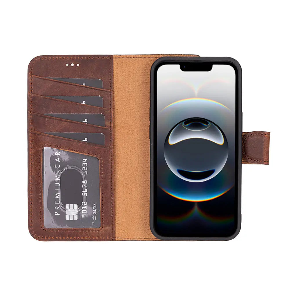 iPhone 16E Leather Wallet Case Detachable RFID – Magic Series
