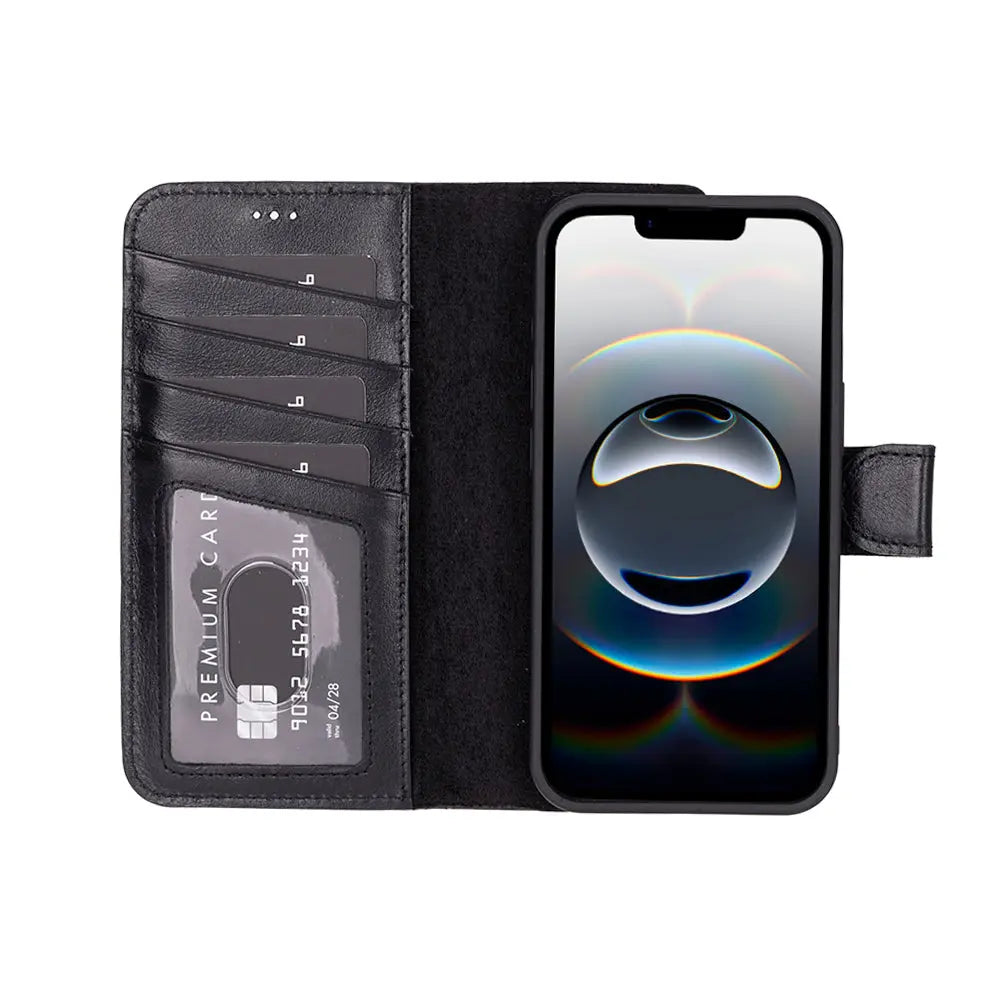 iPhone 16E Leather Wallet Case Detachable RFID – Magic Series