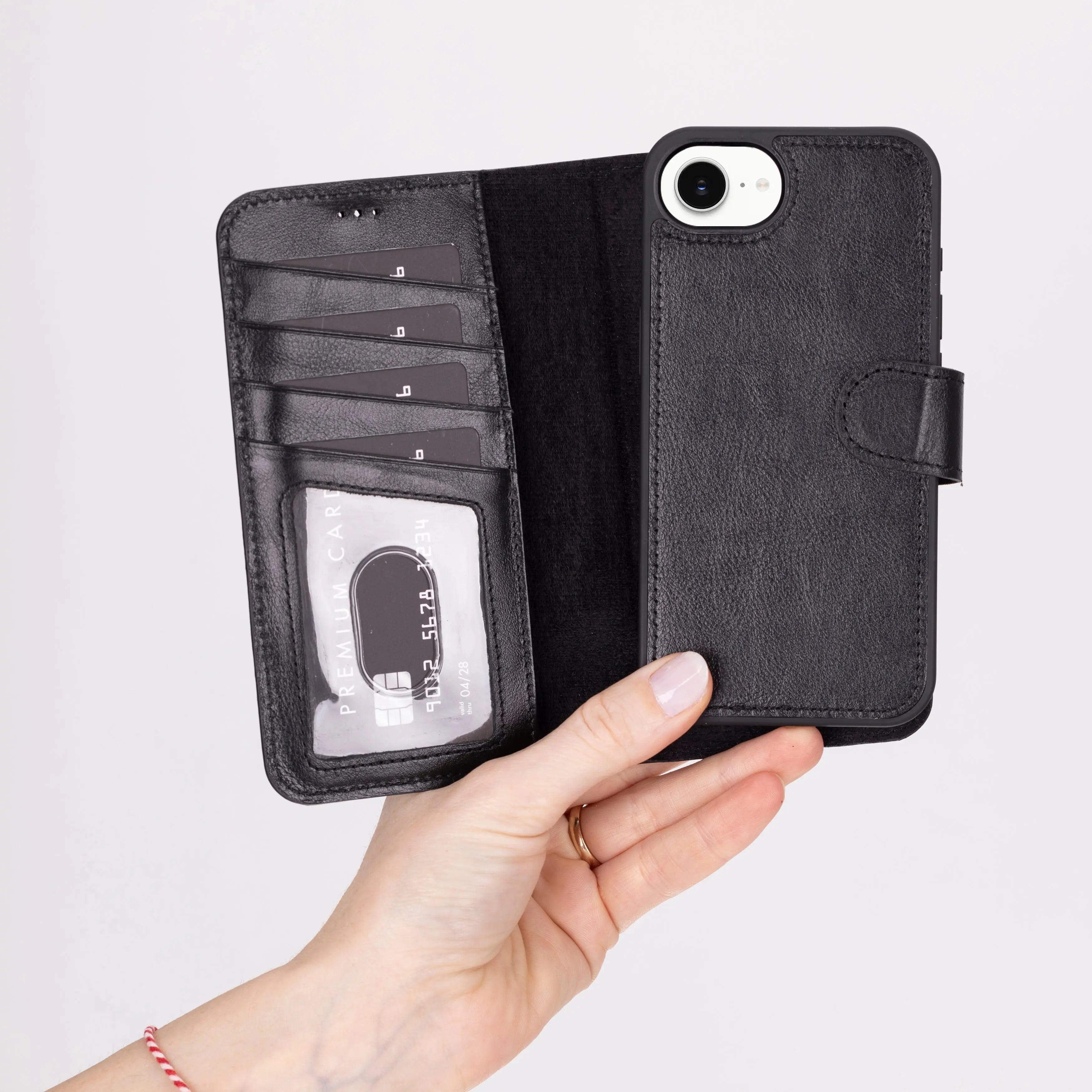 iPhone 16E Leather Wallet Case Detachable RFID – Magic Series