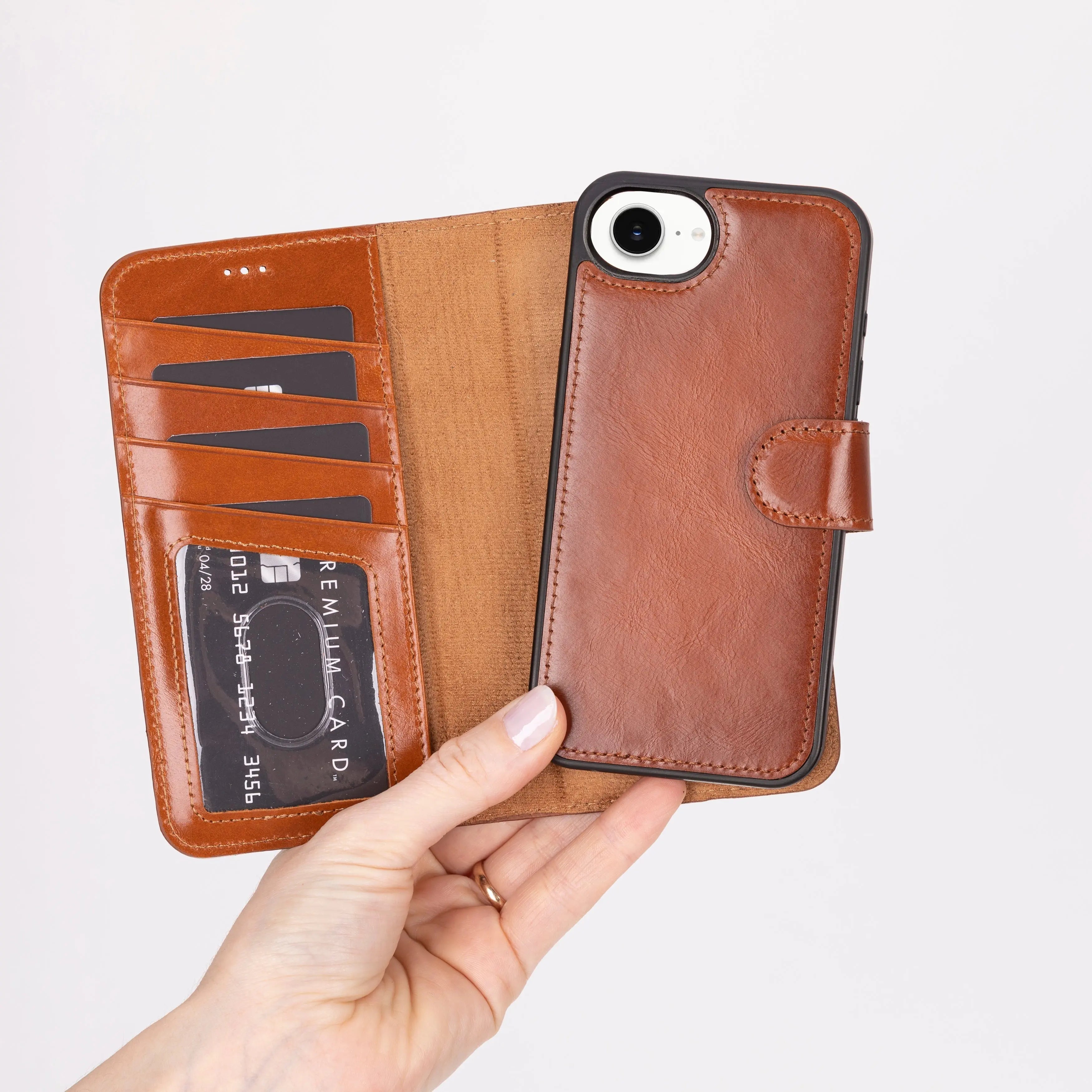iPhone 16E Leather Wallet Case Detachable RFID – Magic Series