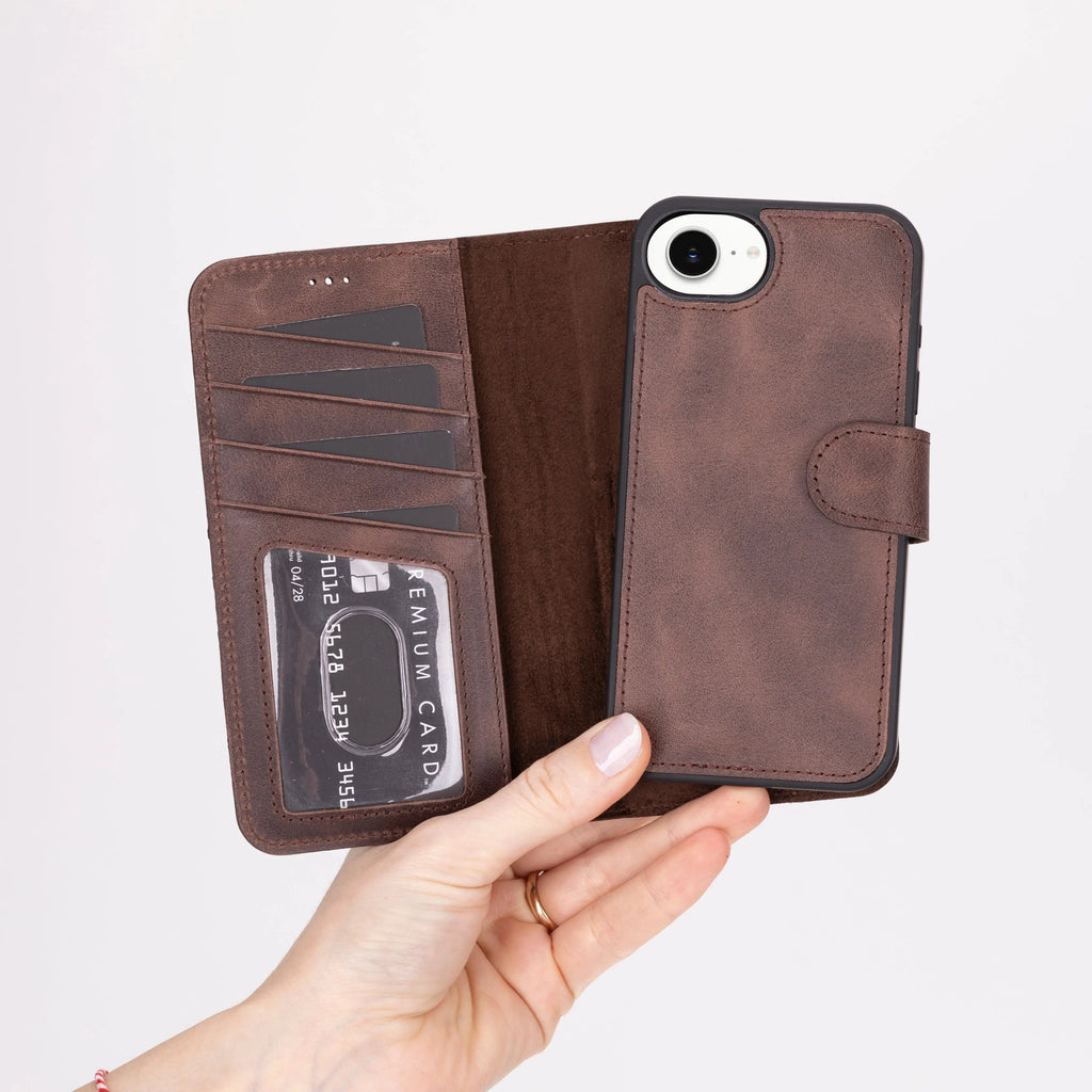 iPhone 16E Leather Wallet Case Detachable RFID – Magic Series