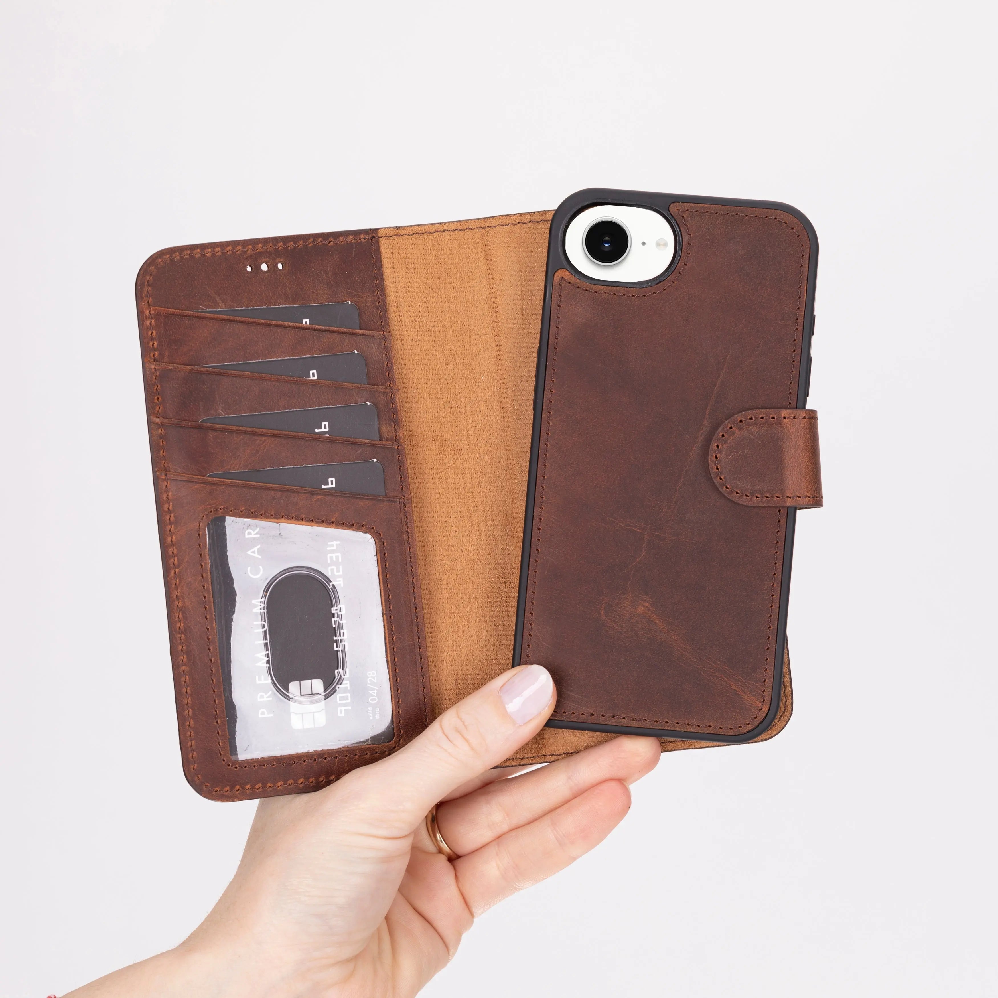 iPhone 16E Leather Wallet Case Detachable RFID – Magic Series