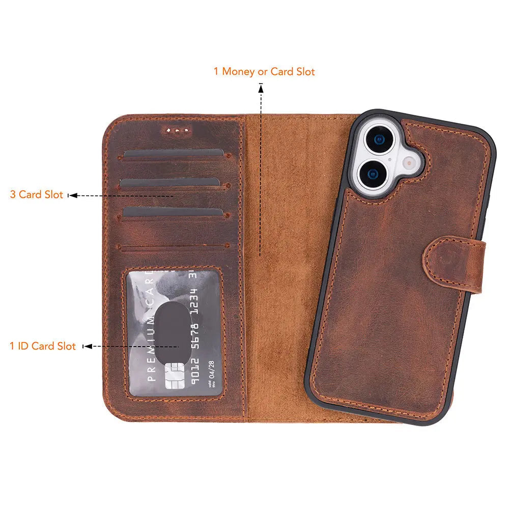iPhone 17 Leather Wallet Case Detachable RFID MagSafe – Magic Series