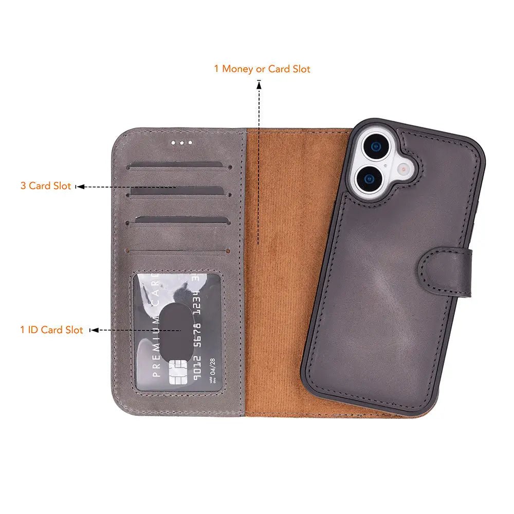 iPhone 17 Leather Wallet Case Detachable RFID MagSafe – Magic Series