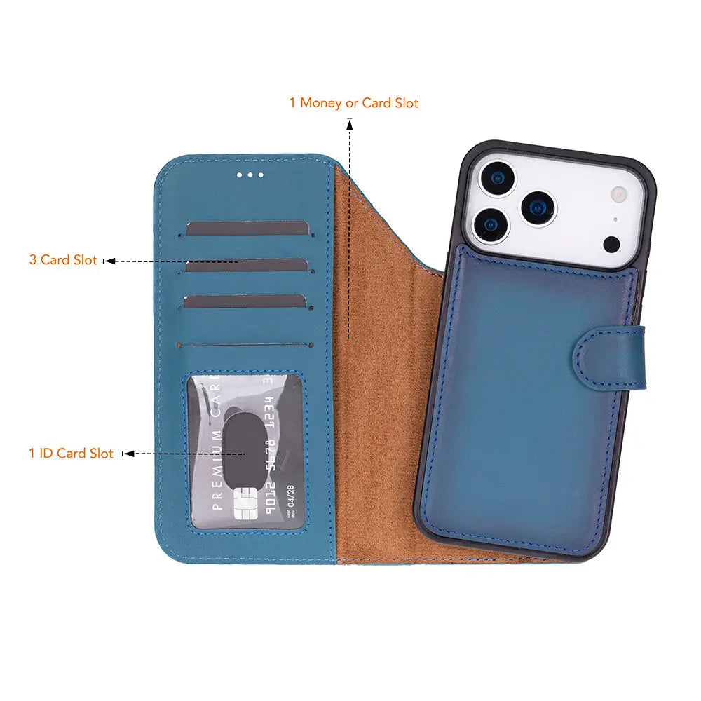 iPhone 17 Pro Max Leather Wallet Case Detachable RFID MagSafe – Magic Series