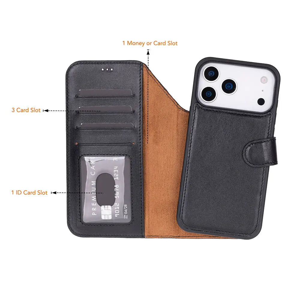 iPhone 17 Pro Max Leather Wallet Case Detachable RFID MagSafe – Magic Series