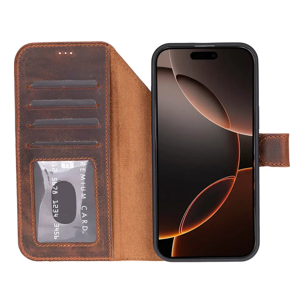 iPhone 17 Pro Leather Wallet Case Detachable RFID MagSafe – Magic Series