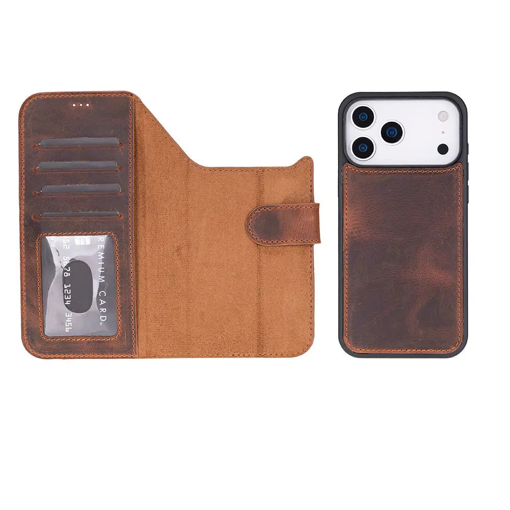 iPhone 17 Pro Leather Wallet Case Detachable RFID MagSafe – Magic Series
