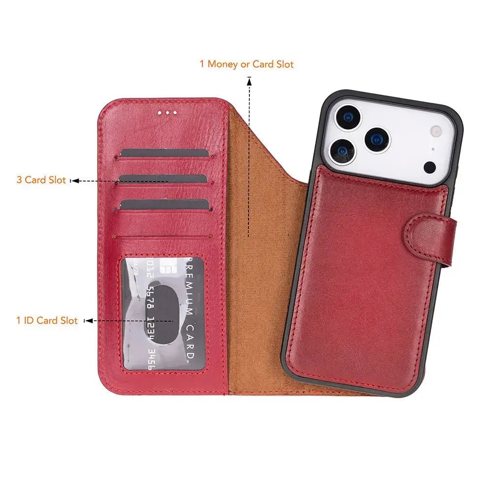 iPhone 17 Pro Leather Wallet Case Detachable RFID MagSafe – Magic Series