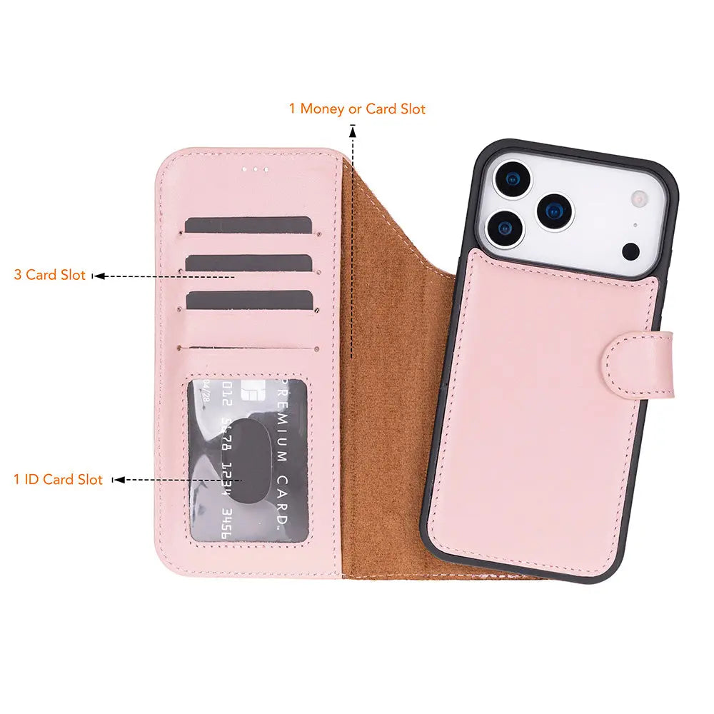 iPhone 17 Pro Leather Wallet Case Detachable RFID MagSafe – Magic Series