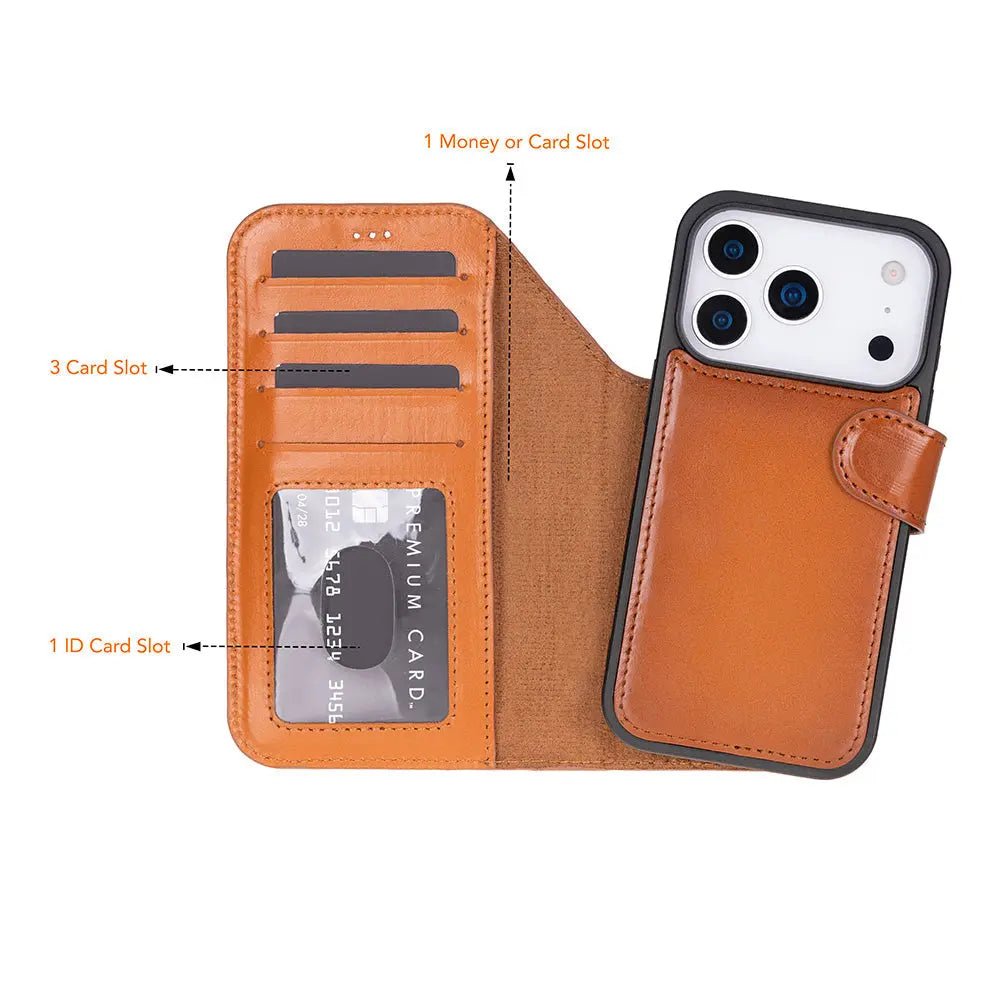 iPhone 17 Pro Leather Wallet Case Detachable RFID MagSafe – Magic Series