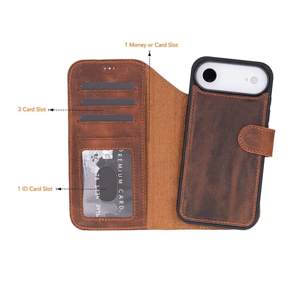 iPhone 17 Air Leather Wallet Case Detachable RFID MagSafe – Magic Series