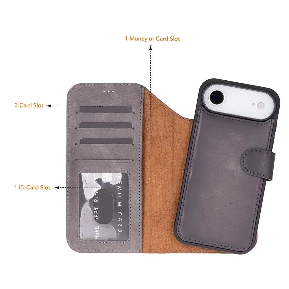 iPhone 17 Air Leather Wallet Case Detachable RFID MagSafe – Magic Series
