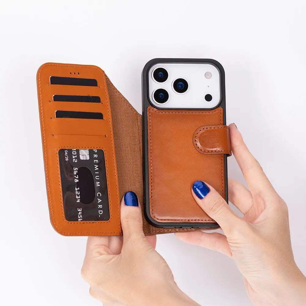 iPhone 17 Pro Max Leather Wallet Case Detachable RFID MagSafe – Magic Series