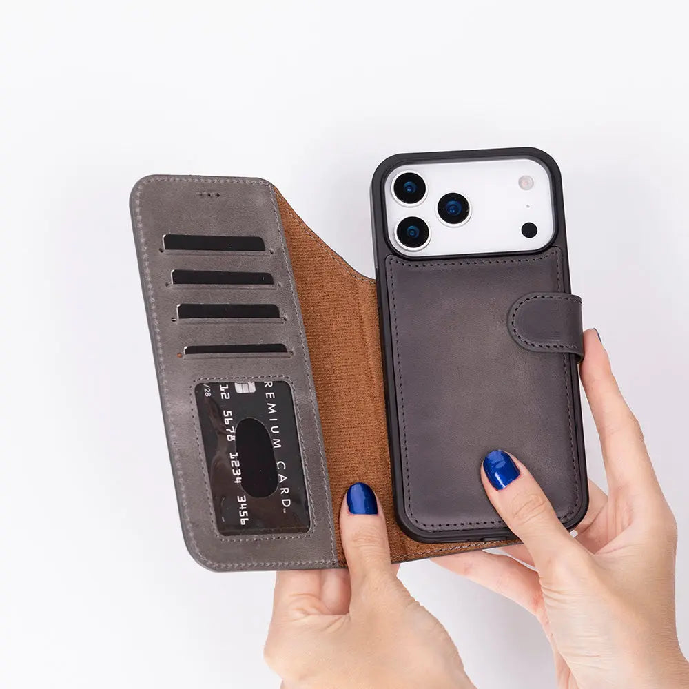 iPhone 17 Pro Max Leather Wallet Case Detachable RFID MagSafe – Magic Series