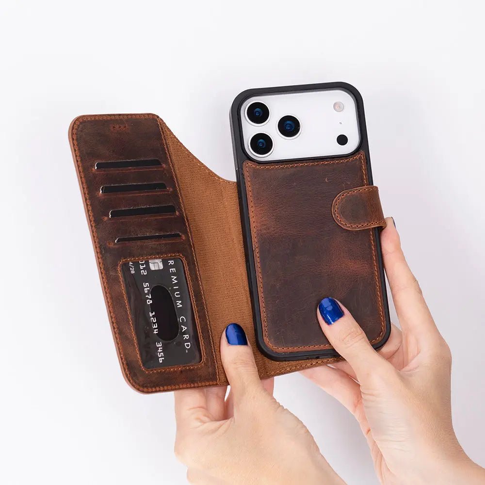 iPhone 17 Pro Leather Wallet Case Detachable RFID MagSafe – Magic Series