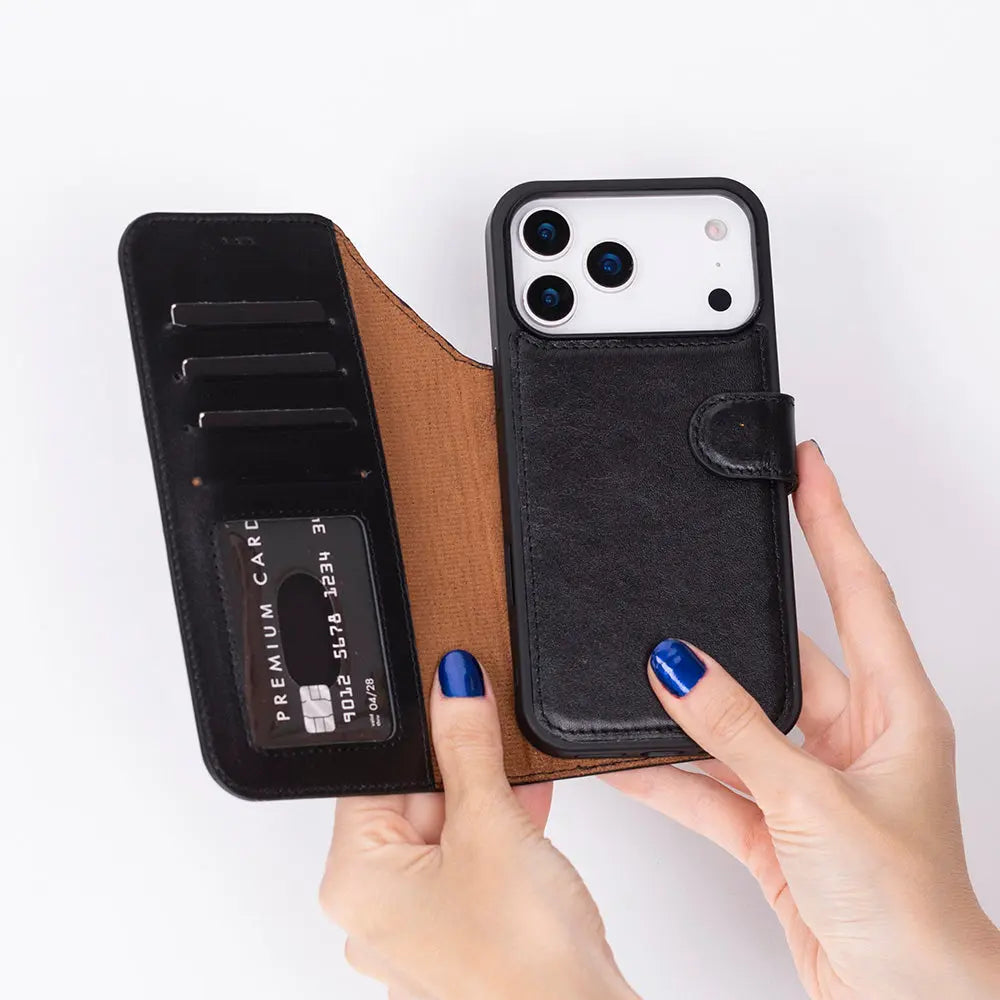 iPhone 17 Pro Leather Wallet Case Detachable RFID MagSafe – Magic Series