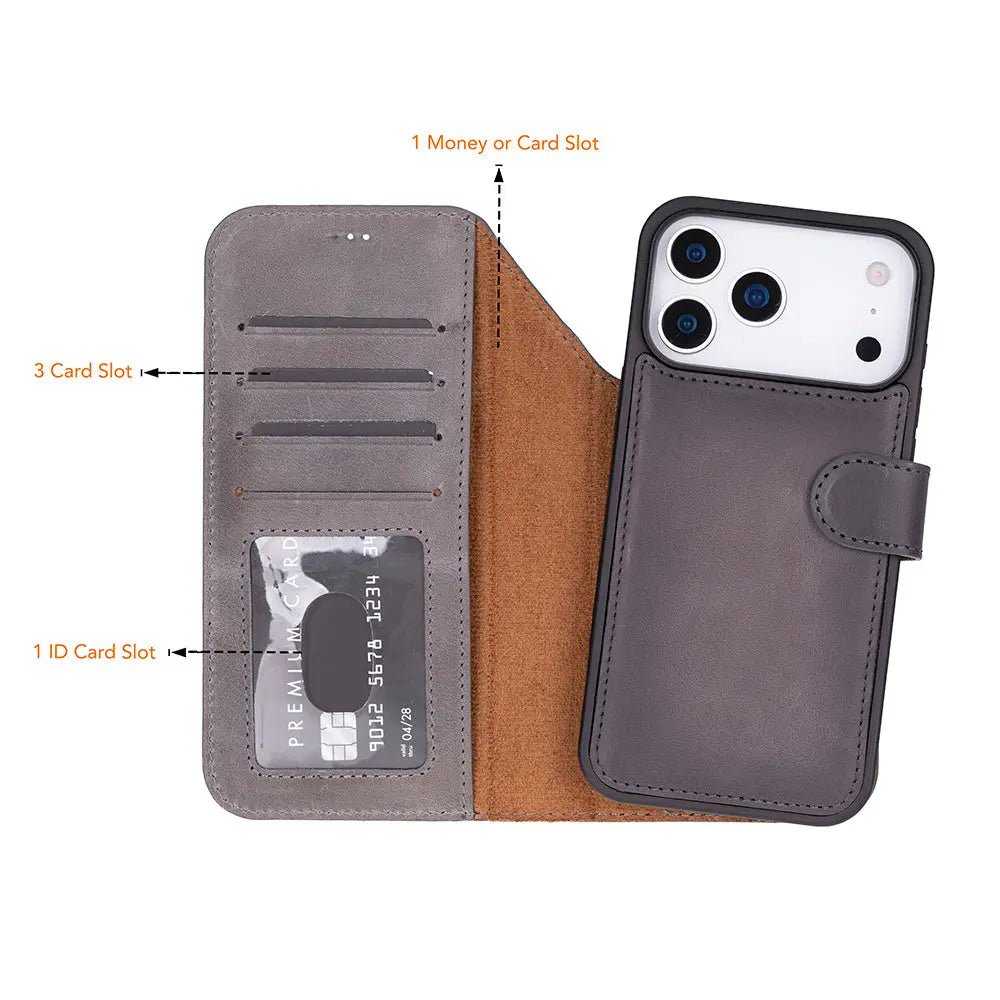 iPhone 17 Pro Max Leather Wallet Case Detachable RFID MagSafe – Magic Series