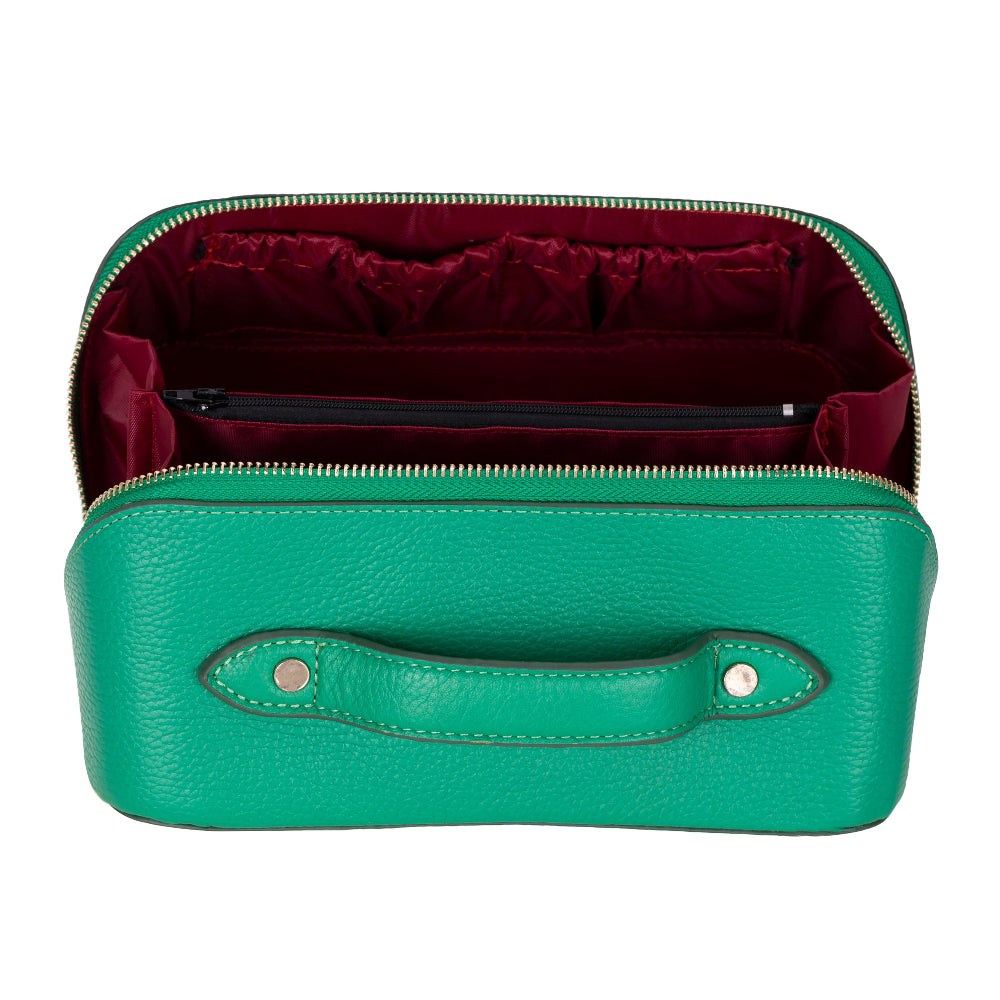 Ella Leather Makeup Bag – Genuine Leather Toiletry & Cosmetic Bag for Women for Travel Elegance | Minimal & Handcrafted