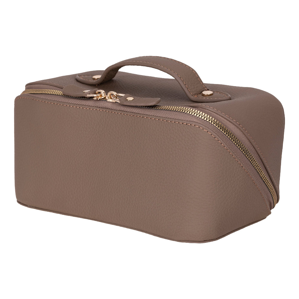 Ella Leather Makeup Bag – Genuine Leather Toiletry & Cosmetic Bag for Women for Travel Elegance | Minimal & Handcrafted