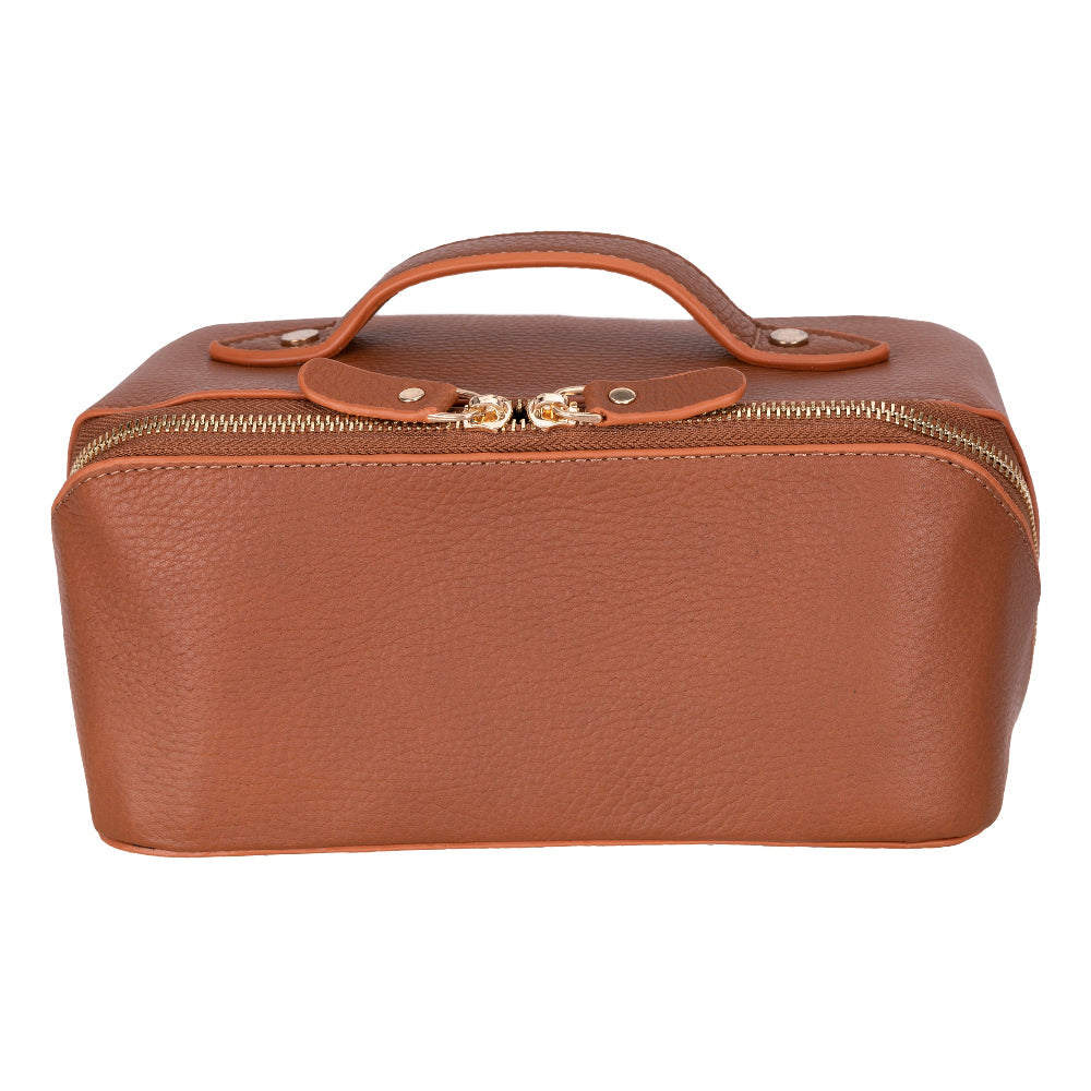 Ella Leather Makeup Bag – Genuine Leather Toiletry & Cosmetic Bag for Women for Travel Elegance | Minimal & Handcrafted