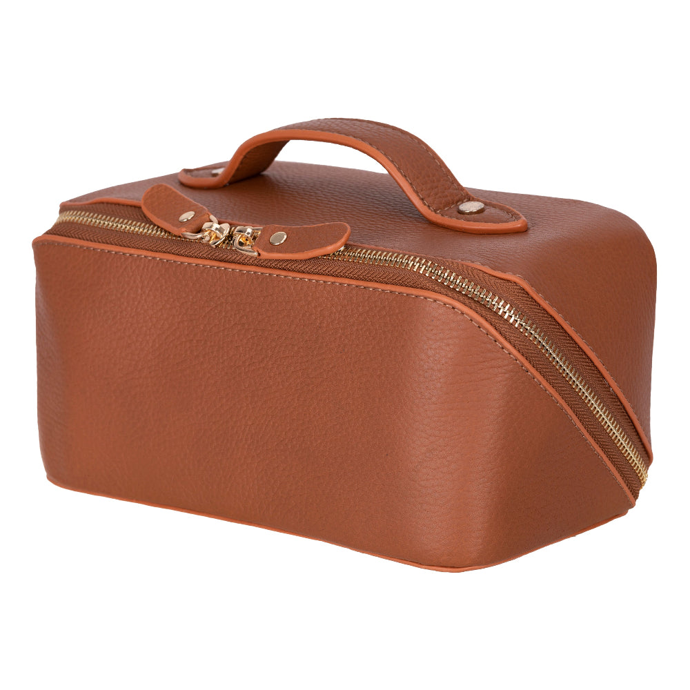 Ella Leather Makeup Bag – Genuine Leather Toiletry & Cosmetic Bag for Women for Travel Elegance | Minimal & Handcrafted